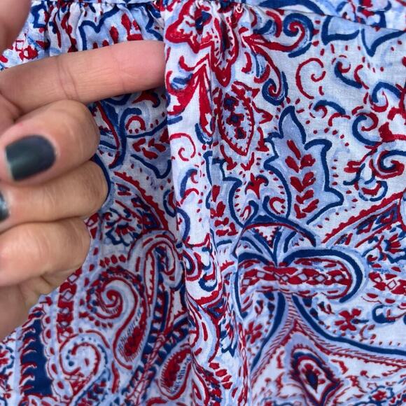 TALBOTS women’s 1X long sleeve, button down, top, red/blue - Picture 4 of 6